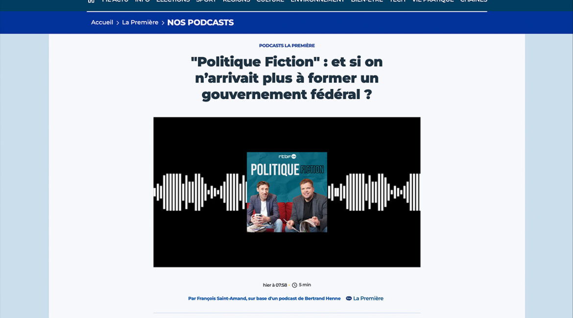 "Politique Fiction" : et si on n’arrivait plus à former un gouvernement fédéral ? Marc Uyttendaele