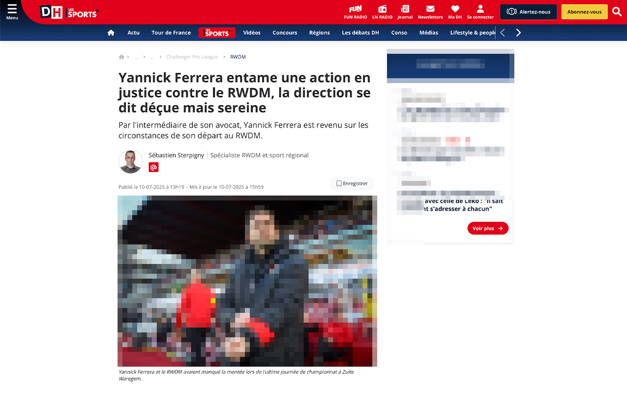 Yannick Ferrera entame une action en justice contre le RWDM,