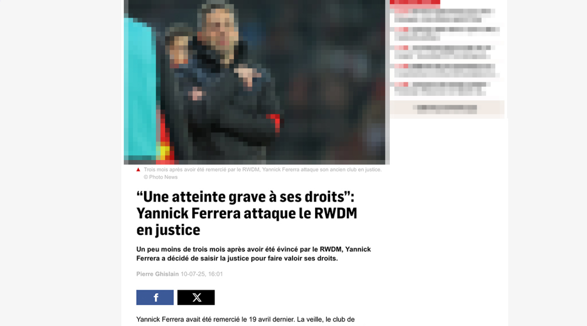 “Une atteinte grave à ses droits”: Yannick Ferrera attaque le RWDM en justice