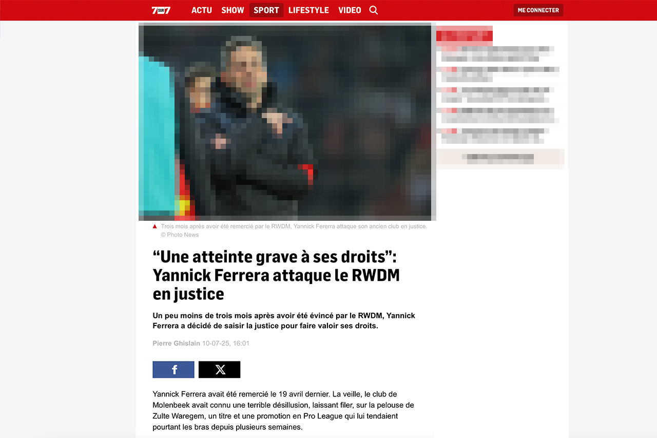 “Une atteinte grave à ses droits”: Yannick Ferrera attaque le RWDM en justice