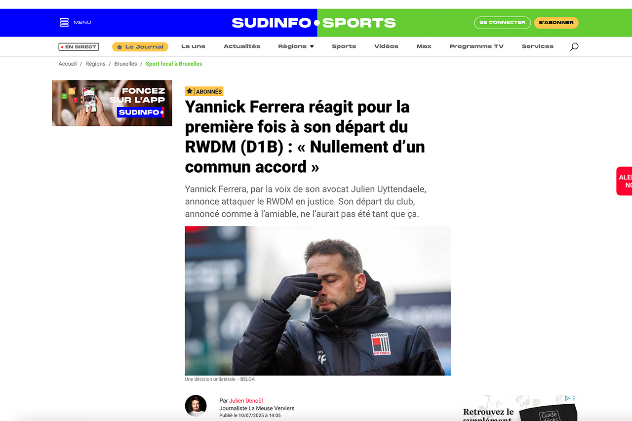 Yannick Ferrera, par la voix de son avocat Julien Uyttendaele, annonce attaquer le RWDM en justice. Son départ du club, annoncé comme à l’amiable, ne l’aurait pas été tant que ça.