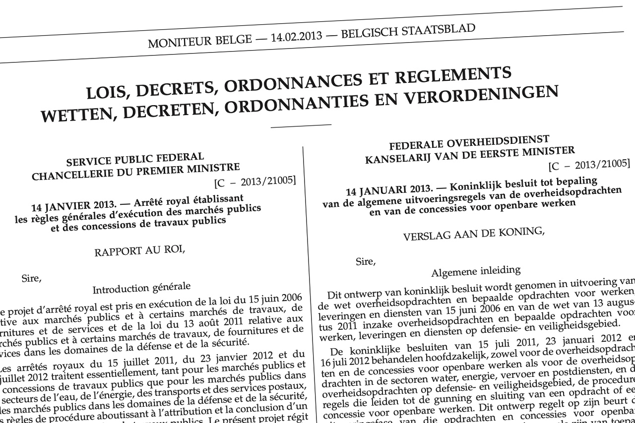 Règles générales d’exécution des marchés publics (RGE) - Arrêté royal du 14 janvier 2013 par Anne Feyt et Sophie Leroy.