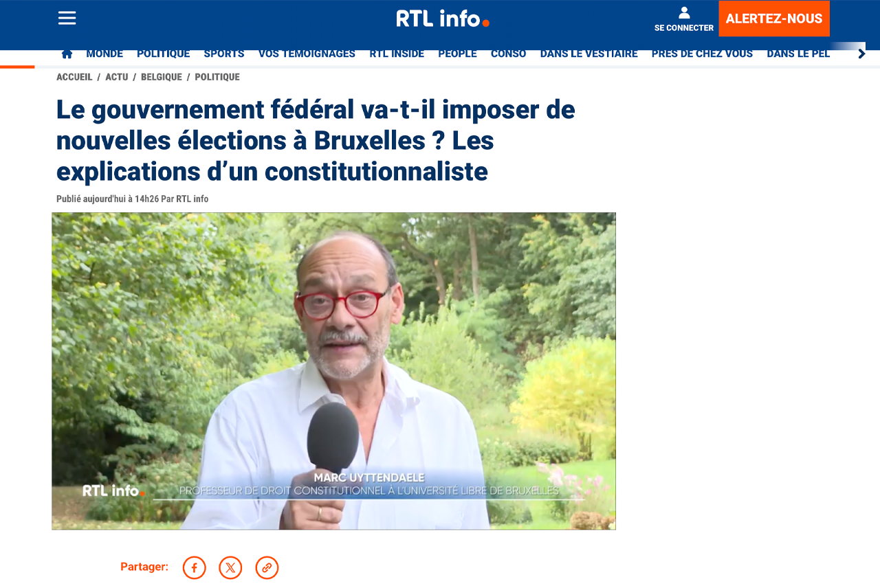 Nouvelles élections à Bruxelles imposées par le fédéral ? L’analyse de Marc Uyttendaele