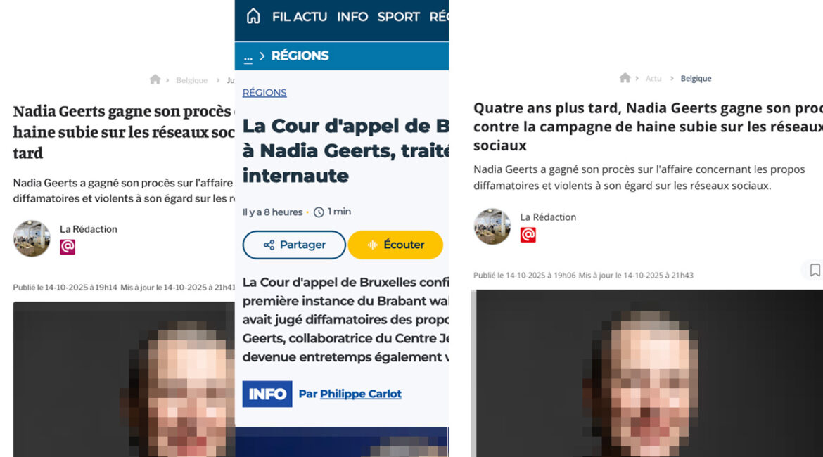 Julien Uyttendaele. Campagne de haine en ligne : Nadia Geerts remporte un nouveau procès.