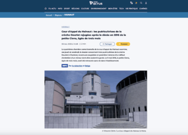 Cour d'Appel du Hainaut : les puéricultrices de la crèche Dourlet rejugées après le décès en 2016 de la petite Ciena, âgée de trois mois.