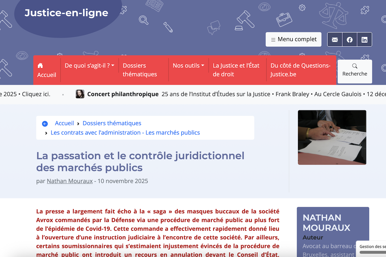 La passation et le contrôle juridictionnel des marchés publics