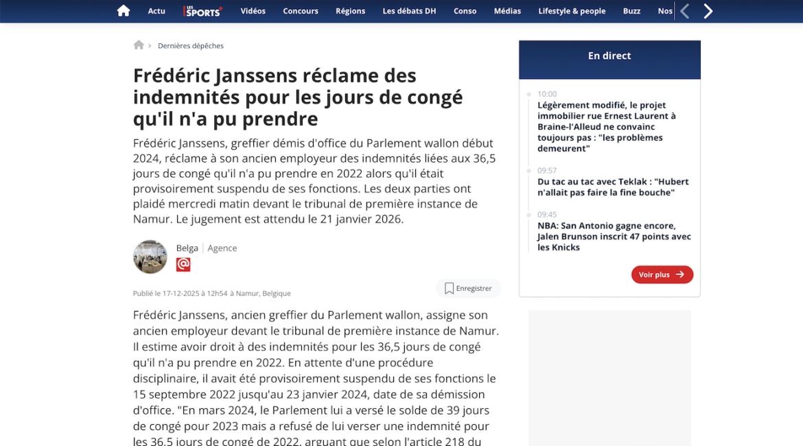 Si la relation de travail est terminée, des indemnités sont dues", ajoute Maître Deleeuw.