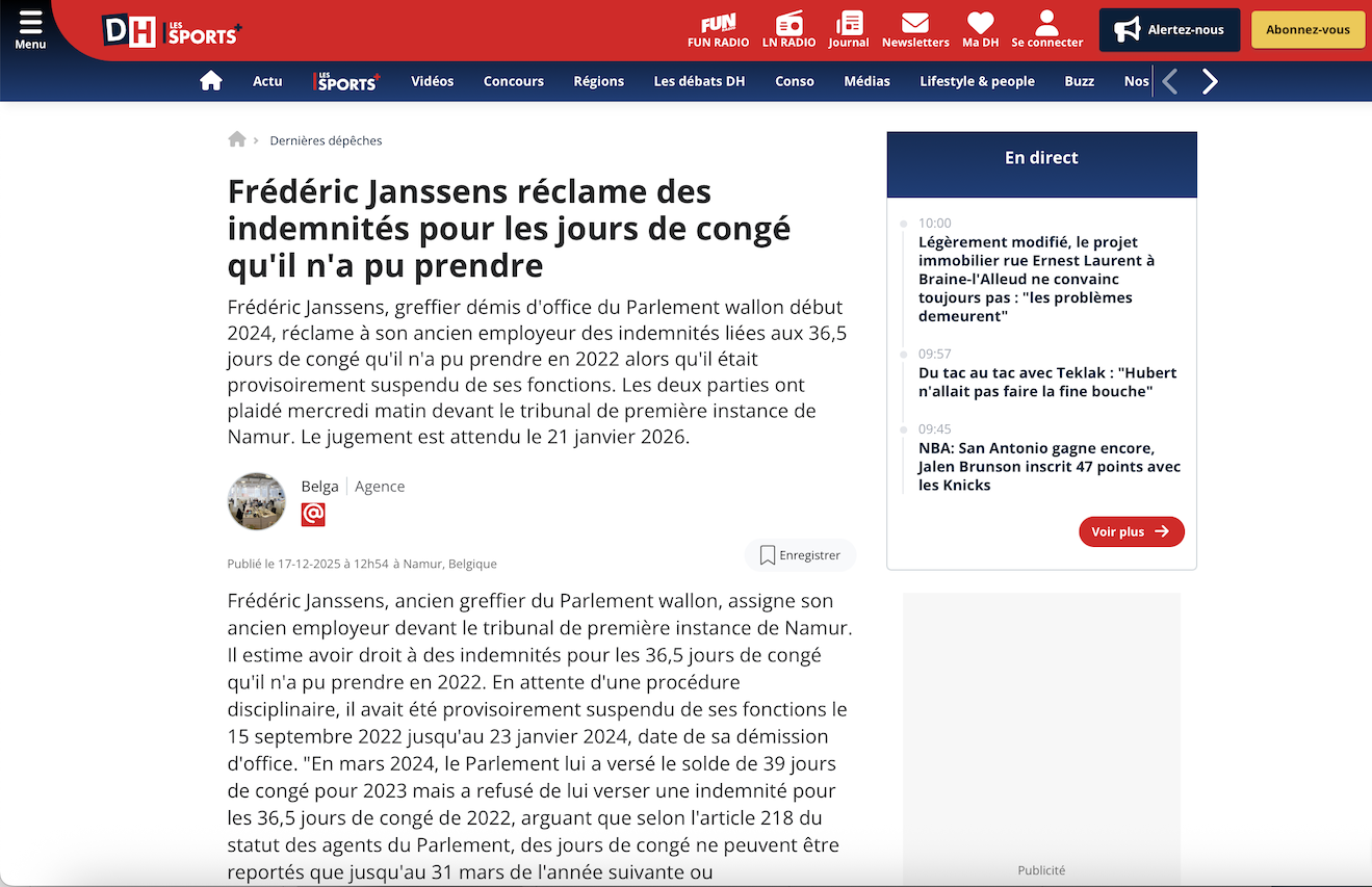 Si la relation de travail est terminée, des indemnités sont dues", ajoute Maître Deleeuw.